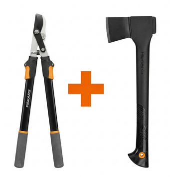Набір Fiskars: Гілкоріз площинний телескопічний Solid L13 1027528 + Сокира теслярська Solid A10 1051085 1027528105108 фото