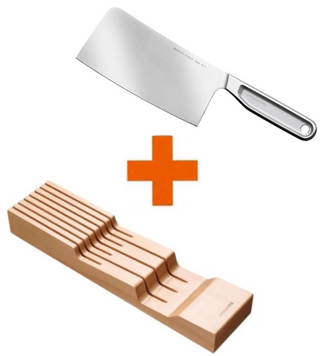 Набір Fiskars: Підставка для зберігання ножів Wooden 1075839 + Ніж сантоку Cleaver All Steel 16 см 1062885 1075839107583 фото