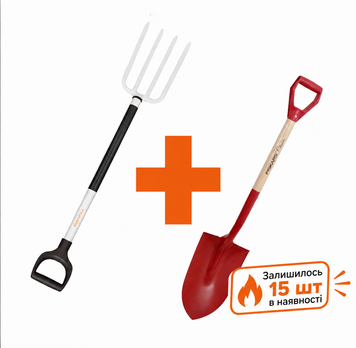 Набір Fiskars: Вила садові White +Лопата садова штикова Fiskars Classic FSC 1070715101477 фото