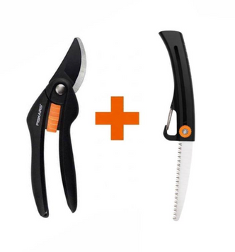 Набір Fiskars: Секатор SoftGrip M 1024711 + Пилка садова ручна Solid SW 16 1028376 1024711102837 фото