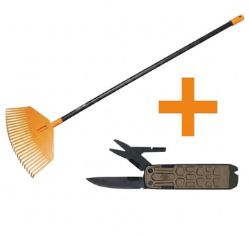 Набір Fiskars: Граблі великі для листя М помаранчеві 1023492 + Мультитул Gerber Lockdown Slim 16L 1059836 1023492105983 фото